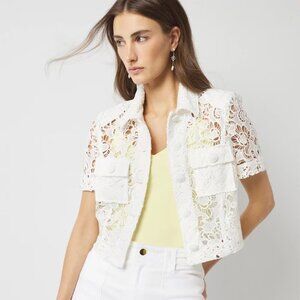 WHBM $180 Short-Sleeve Lace Jacket